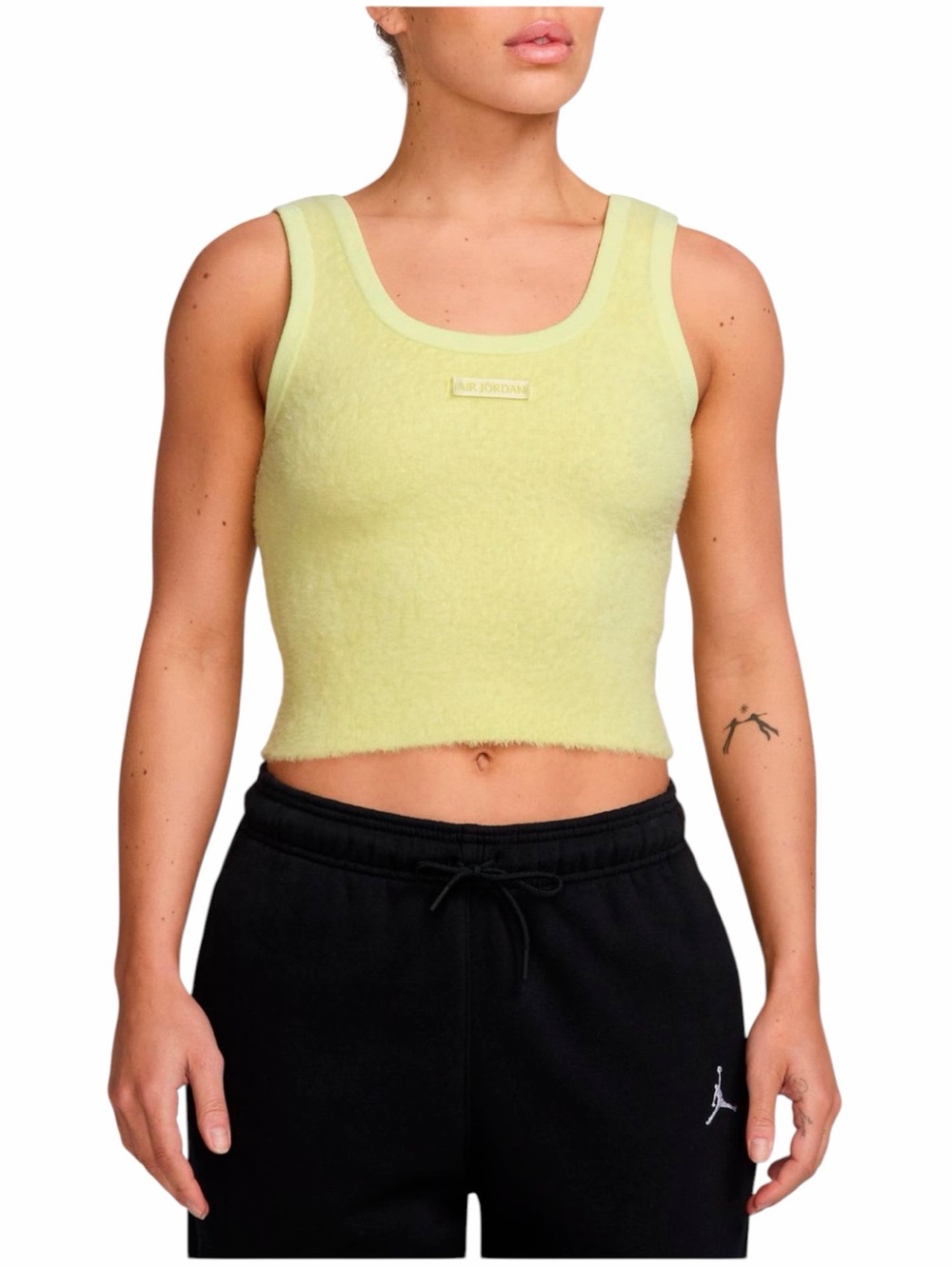 Jordan Fuzzy Cropped Tank - Pale Yellow